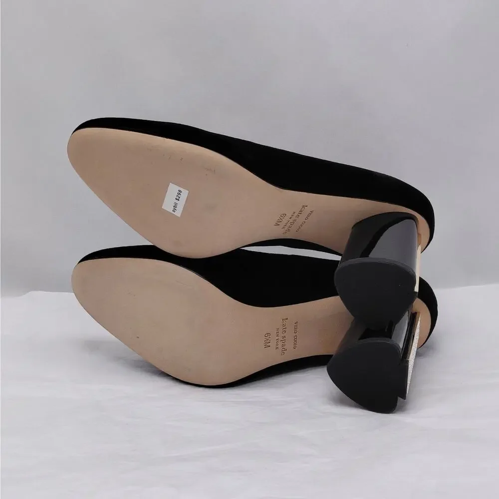 Kate Spade Pumps Womens 6.5 Black Velvet Crystal Heel Party Dress Shoes Wedding